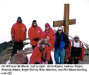 The 1999-2000 ANSMET field team on Ob Hill near McMurdo