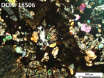Thin Section Photo of Sample DOM 18506 in Cross-Polarized Light with 5X Magnification