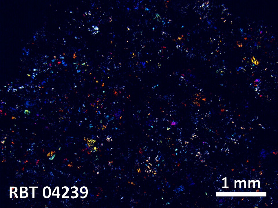 Thin section photo of sample RBT 04239 Cross polarized light