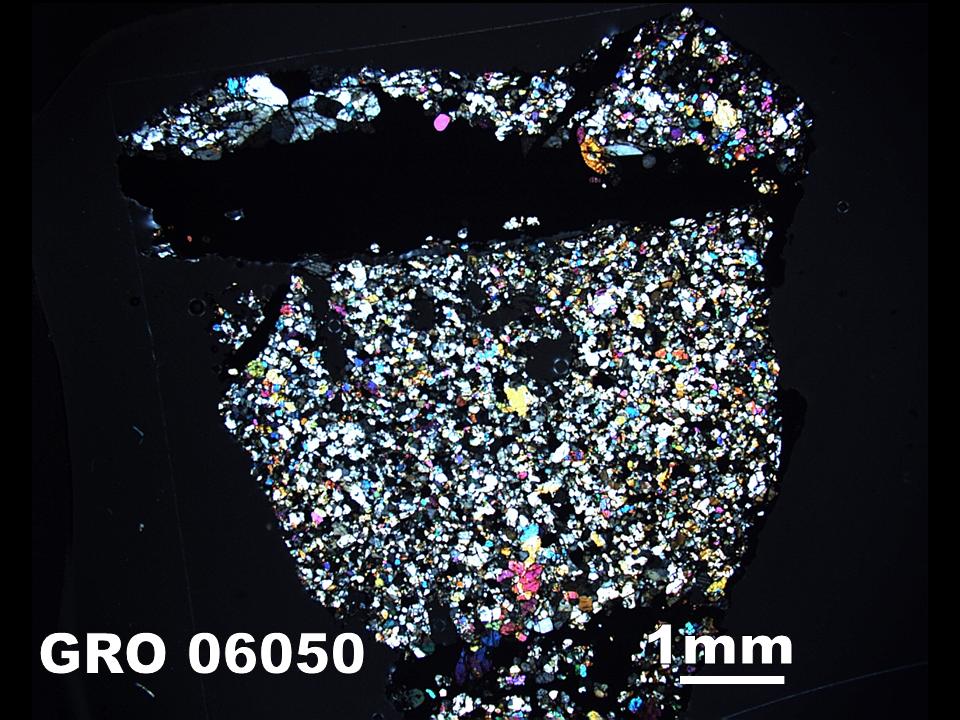 Thin Section Photograph of Sample GRO 06050 in Cross-Polarized Light