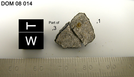 DOM 08014 Meteorite Sample Photograph Showing Post Chip
