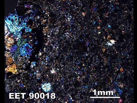 Thin Section Photograph of Sample EET 90018 in Cross-Polarized Light