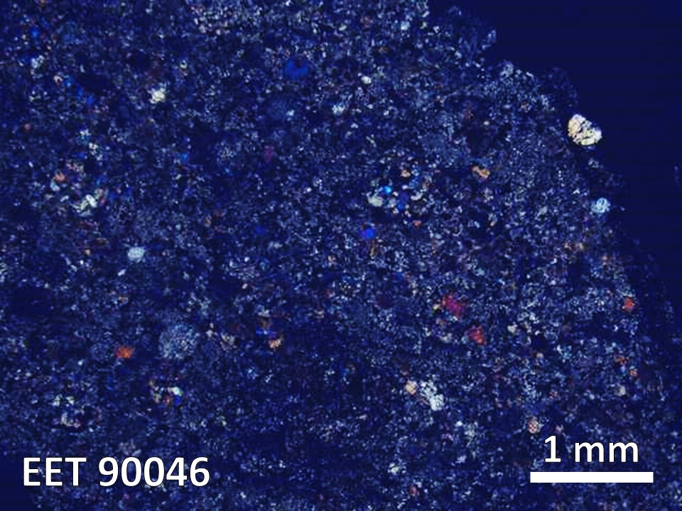 Thin Section Photo of Sample EET 90046 in Cross-Polarized Light with  Magnification