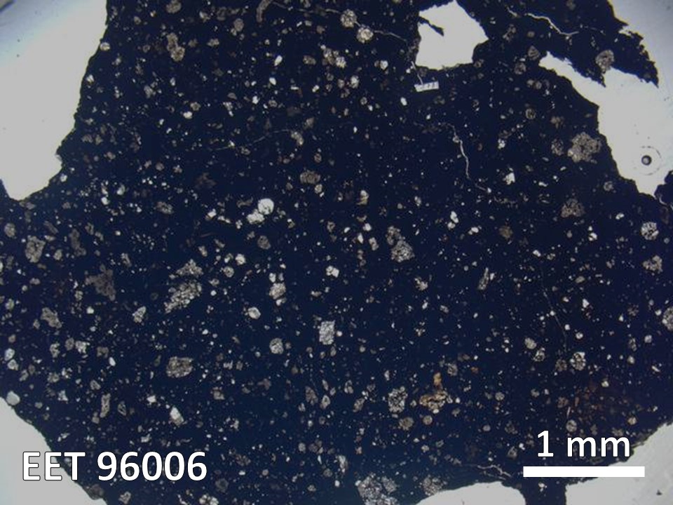 Thin Section Photo of Sample EET 96006 in Plane-Polarized Light with  Magnification