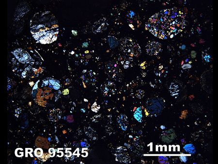 Thin Section Photograph of Sample GRO 95545 in Cross-Polarized Light