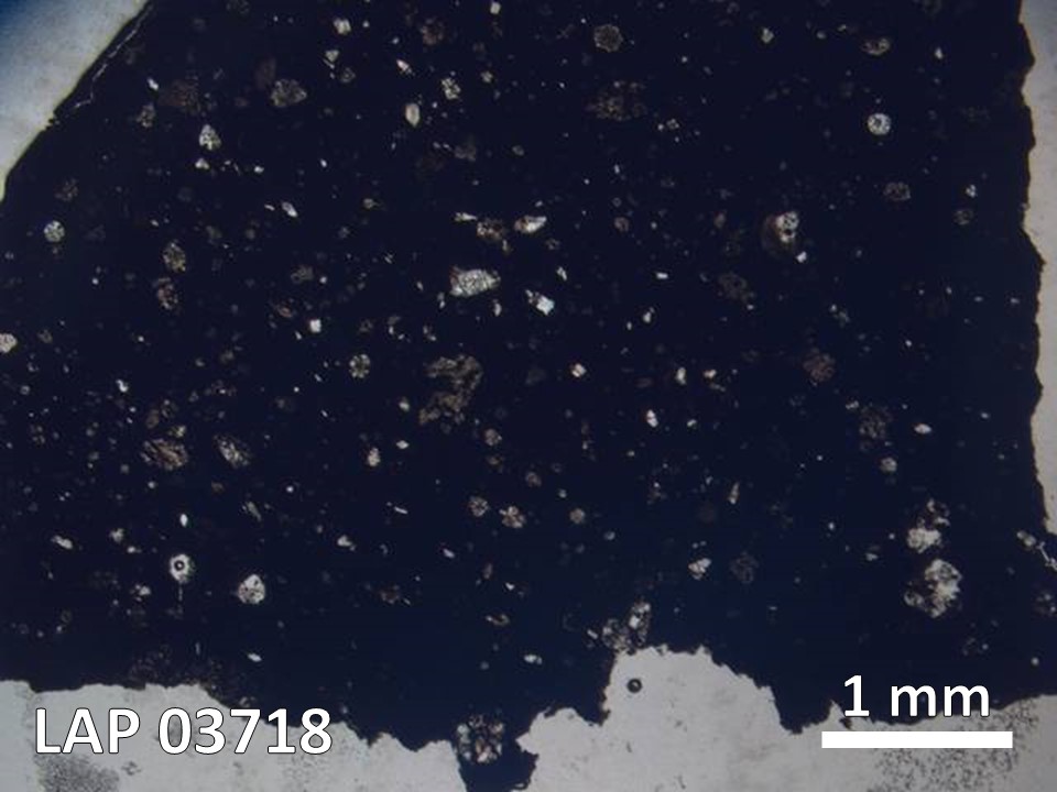 Thin Section Photo of Sample LAP 03718 in Plane-Polarized Light with  Magnification