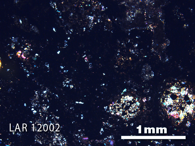 Thin Section Photograph of Sample LAR 12002 in Cross-Polarized Light