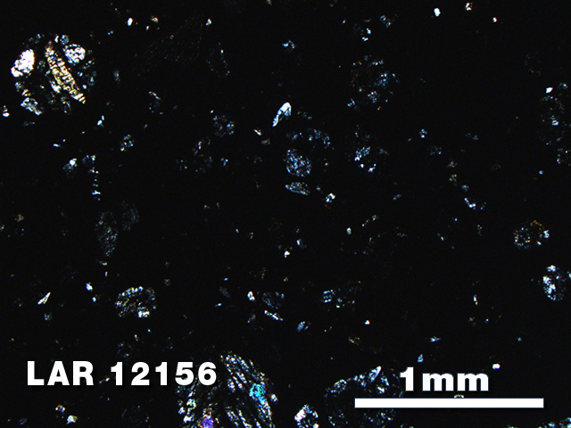 Thin Section Photo of Sample LAR 12156 in Cross-Polarized Light with 2.5X Magnification