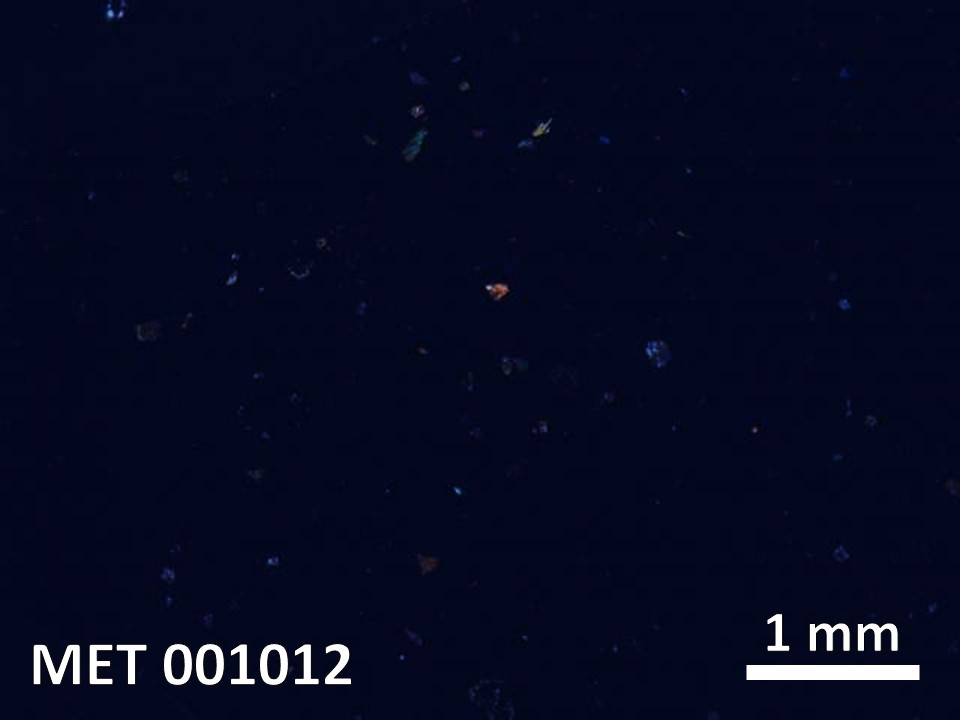 Thin Section Photo of Sample MET 001012 in Cross-Polarized Light with  Magnification