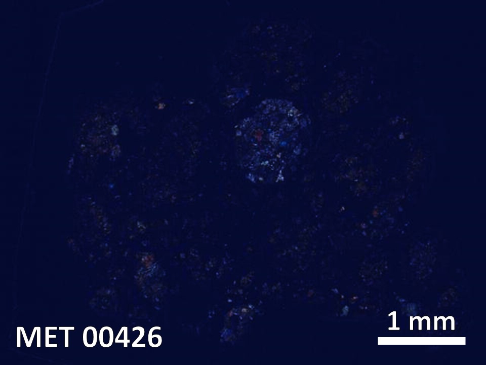Thin Section Photo of Sample MET 00426 in Cross-Polarized Light with  Magnification