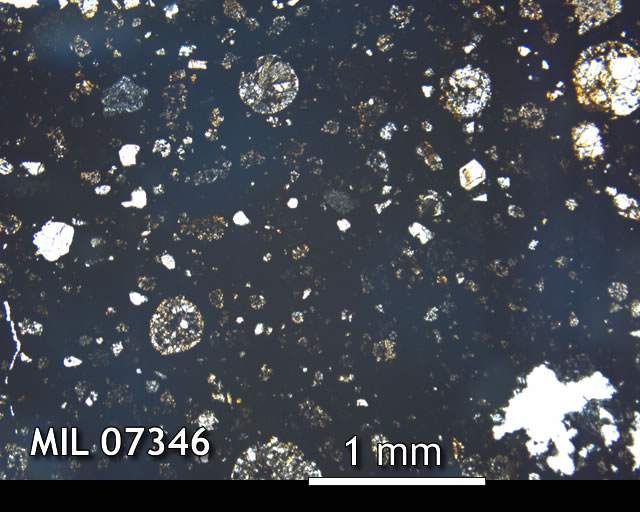 Thin Section Photo of Sample MIL 07346 in Plane-Polarized Light with 2.5x Magnification