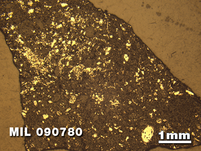 Thin Section Photo of Sample MIL 090780 at 1.25X Magnification in Reflected Light