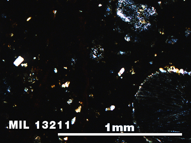 Thin Section Photo of Sample MIL 13211 in Cross-Polarized Light with 5X Magnification