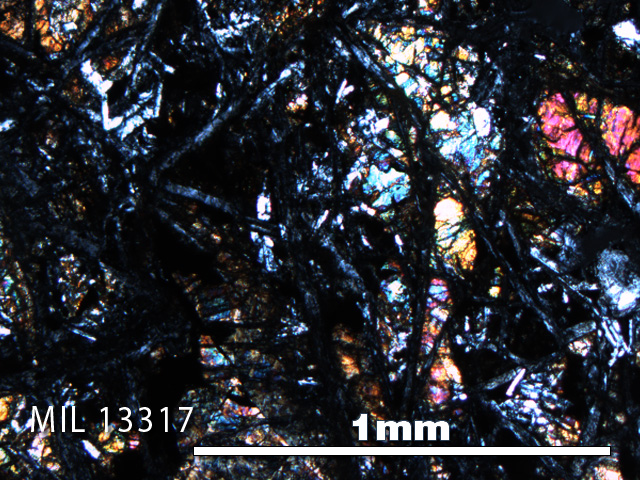 Thin Section Photo of Sample MIL 13317 in Cross-Polarized Light with 5X Magnification