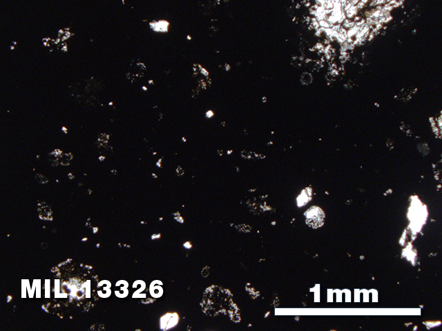 Thin Section Photo of Sample MIL 13326 in Plane-Polarized Light with 2.5X Magnification
