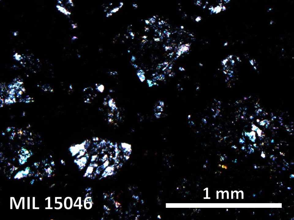 Thin Section Photo of Sample MIL 15046 in Cross-Polarized Light with 5X Magnification