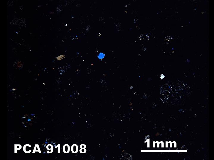 Thin Section Photo of Sample PCA 91008 in Cross-Polarized Light