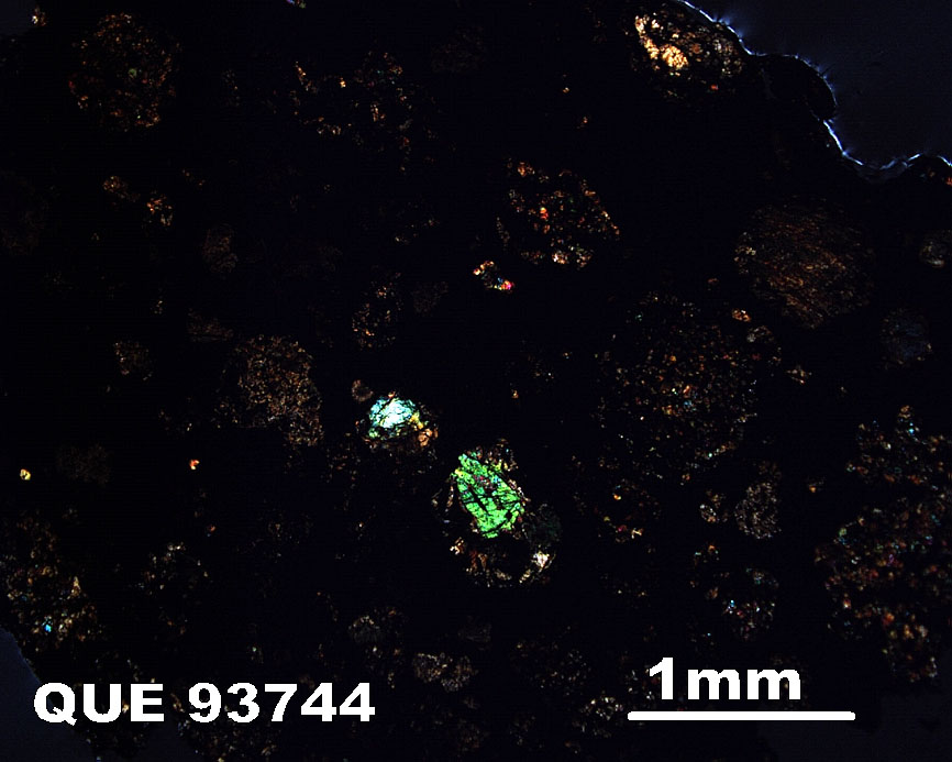 Thin Section Photo of Sample QUE 93744 in Cross-Polarized Light