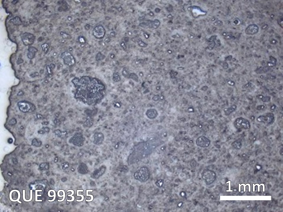 Thin Section Photo of Sample QUE 99355 in Reflected Light with 5X Magnification