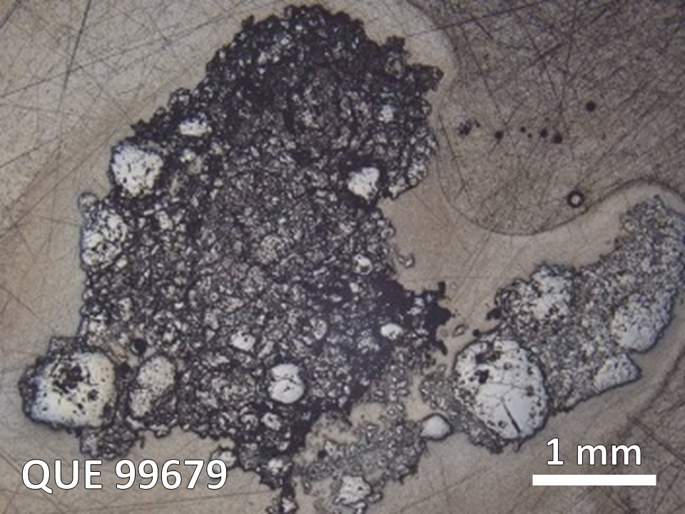 Thin Section Photo of Sample QUE 99679 in Reflected Light with  Magnification
