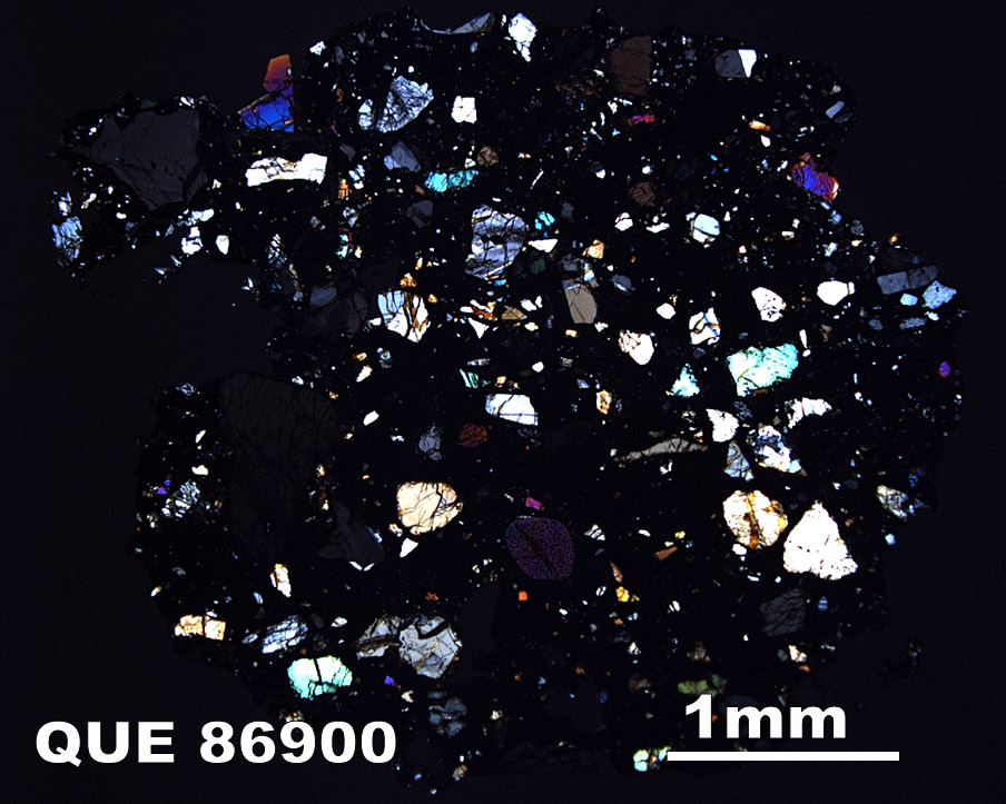 Thin Section Photograph of Sample QUE 86900 in Cross-Polarized Light