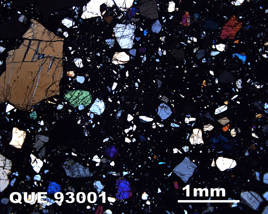 Thin Section Photograph of Sample QUE 93001 in Cross-Polarized Light