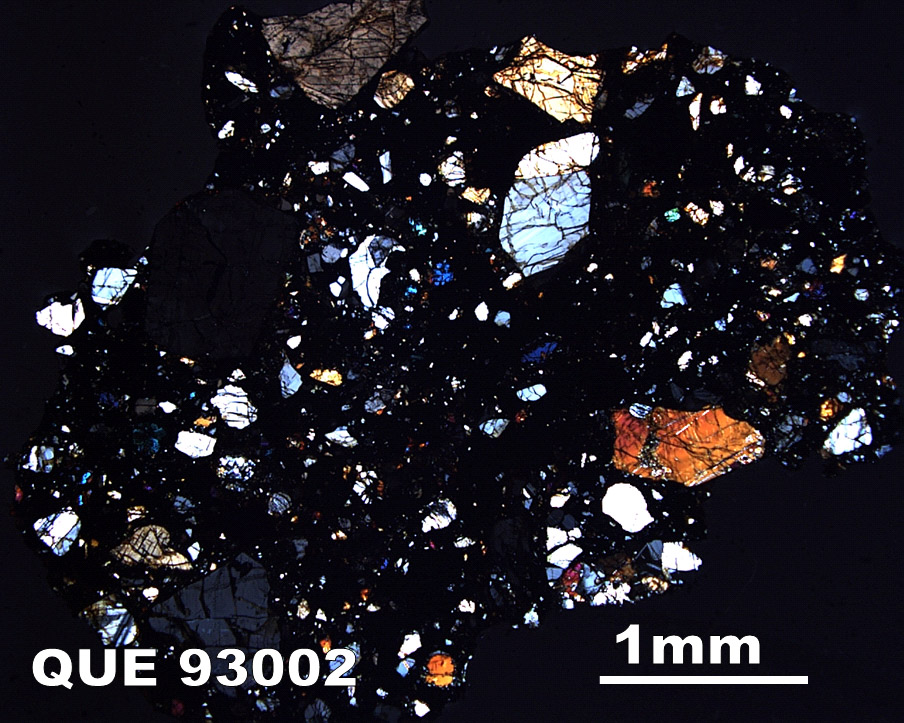 Thin Section Photograph of Sample QUE 93002 in Cross-Polarized Light