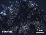 Thin Section Photo of Sample DOM 08397 at 1.25X Magnification in Cross-Polarized Light