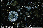 Thin Section Photo of Sample EET 96018 in Cross-Polarized Light with 2.5X Magnification