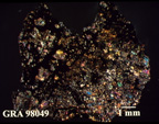 Thin Section Photo of Sample GRA 98049 in Cross-Polarized Light with 1.25X Magnification