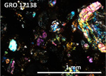 Thin Section Photo of Sample GRO 17138,2 at 5x magnification in Cross Polarized Light