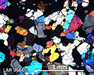 LAR 06605 Meteorite Thin Section Photo with 5x magnification in Cross-Polarized Light
