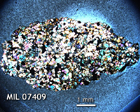 Thin Section Photo of Sample MIL 07409 in Cross-Polarized Light with 1.25x Magnification