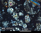 Thin Section Photo of Sample MIL 07513 in Cross-Polarized Light with 2.5x Magnification