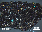 Thin Section Photo of Sample MIL 07631 at 1.25X Magnification in Cross-Polarized Light