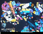 Thin Section Photo of Sample MIL 090032 in Cross-Polarized Light with 2.5x Magnification