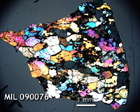 Thin Section Photo of Sample MIL 090076 in Cross-Polarized Light with 1.25x Magnification