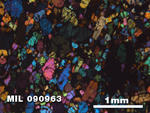 Thin Section Photo of Sample MIL 090963 in Cross-Polarized Light with 2.5X Magnification