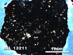 Thin Section Photo of Sample MIL 13211 in Cross-Polarized Light with 2.5X Magnification