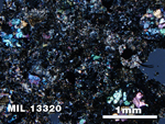 Thin Section Photo of Sample MIL 13320 in Cross-Polarized Light with 2.5X Magnification