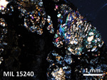 Thin Section Photo of Sample MIL 15240 in Cross-Polarized Light with 2.5X Magnification