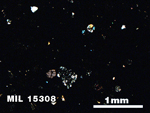 Thin Section Photo of Sample MIL 15308 in Cross-Polarized Light with 2.5X Magnification