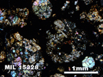 Thin Section Photo of Sample MIL 15328 in Cross-Polarized Light with 2.5X Magnification