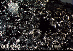 Thin Section Photo of Sample QUE 97462 in Cross-Polarized Light with 1.25X Magnification