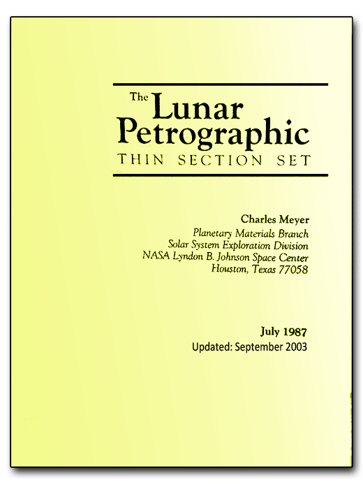 title page of lunar educational thin section set